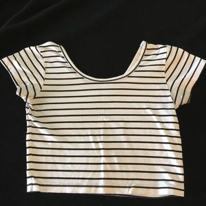 Black and White Striped Crop Top
